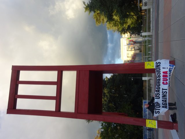 Vor dem Gebäude der Vereinten Nationen in Genf